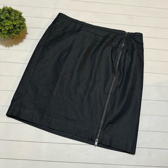 Worthington Dark Wash Denim Jean Zipper Detail Pencil Skirt Women’s Size 14 - Picture 1 of 5